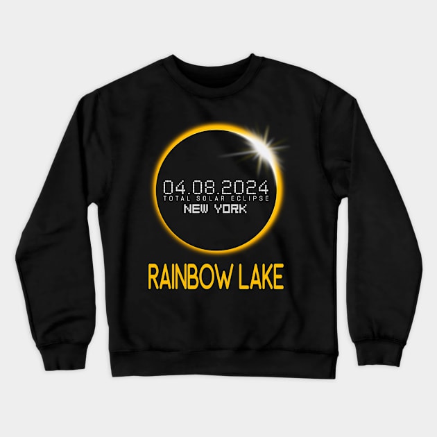 RAINBOW LAKE New York Total Solar Eclipse April 8 2024 Crewneck Sweatshirt by TeeaxArt